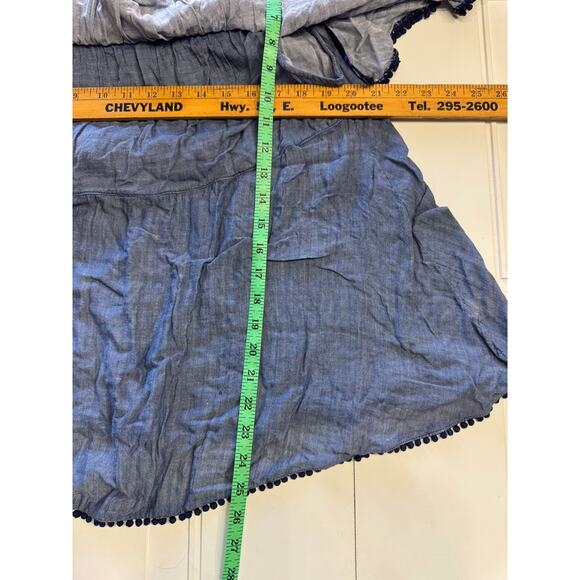 LANE BRYANT Blue Chambray Denim Off-The-Shoulder Ruffle Top Blouse Size 18/20 - Picture 6 of 6